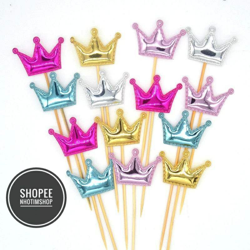 Set 5 topper vương miện trang trí bánh sinh nhật, bánh kem, bánh cupcake