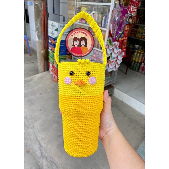 Túi đựng ly giữ nhiệt bằng len - hình gà con