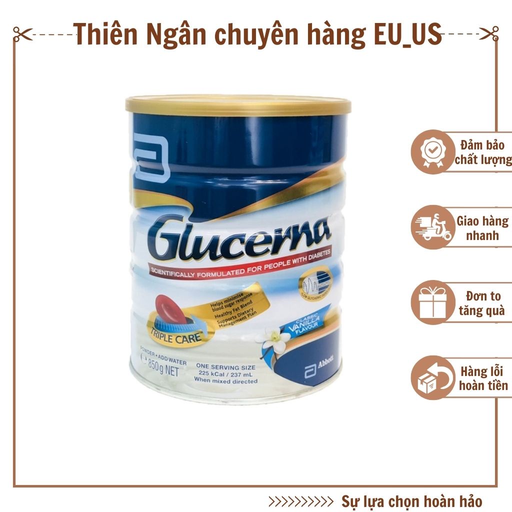 Sữa bột Glucerna Úc mẫu mới 850g, hương Vani dành cho người tiểu đường