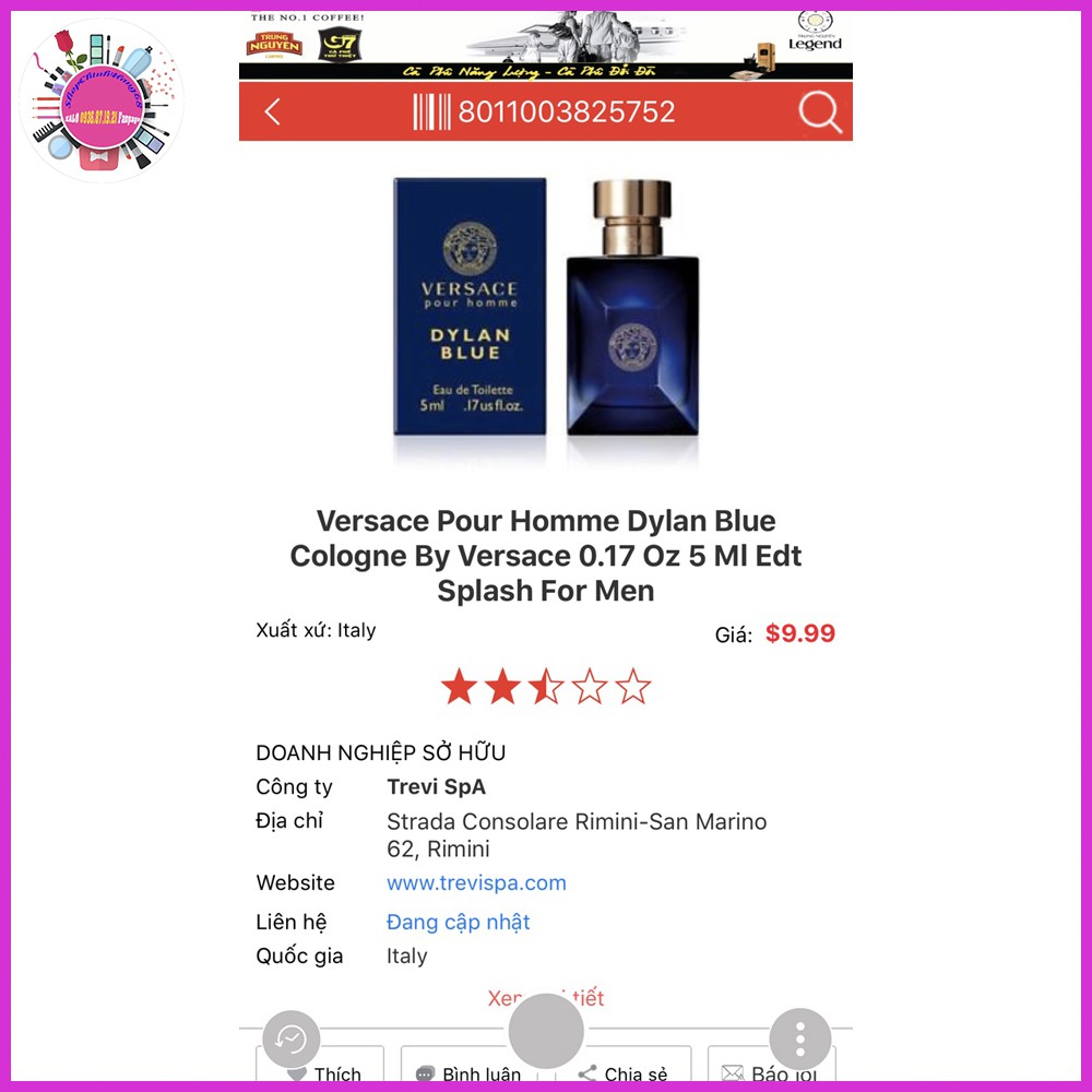 NƯỚC HOA MINI VERSACE DYLAN BLUE 5ML