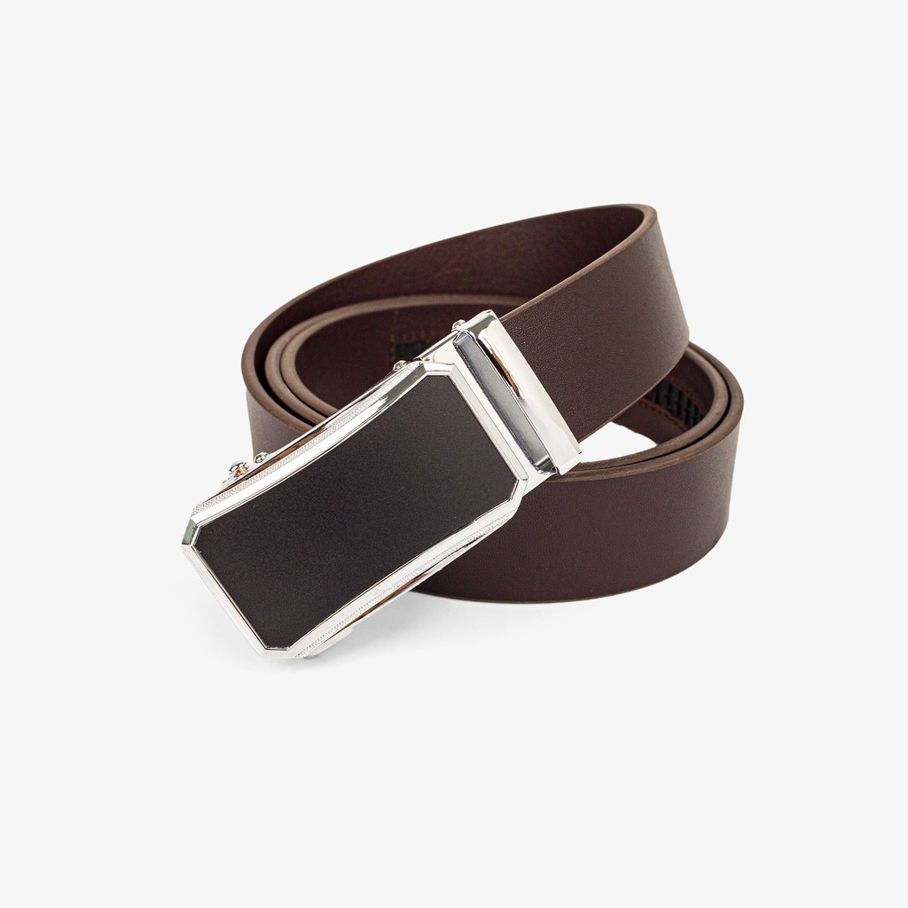 Dây lưng nam da bò nguyên tấm màu nâu L111 cao cấp-khóa tự động nhiều mặt lựa chọn