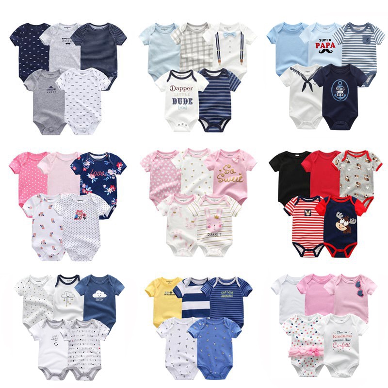 Bộ 5 mảnh bodysuit cho bé sơ sinh phim hoạt hình bông body chip đồ bé trai sơ sinh đồ cho bé gái sơ sinh đồ trẻ em sơ sinh 0 12 tháng