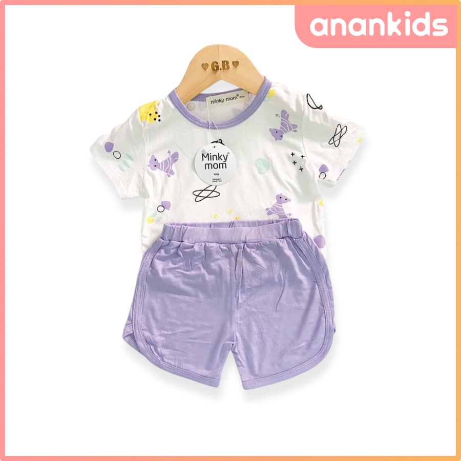 Bộ Thun Lạnh Cộc Tay Cho Bé Trai Bé Gái 8-19kg -TN-IN38 Áo Phối Viền Lạ Mắt Chất Vải Thoáng Mát