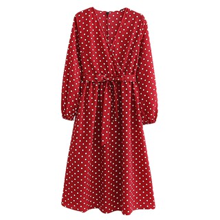 Đầm ZARA đỏ bi trắng xinh đẹp