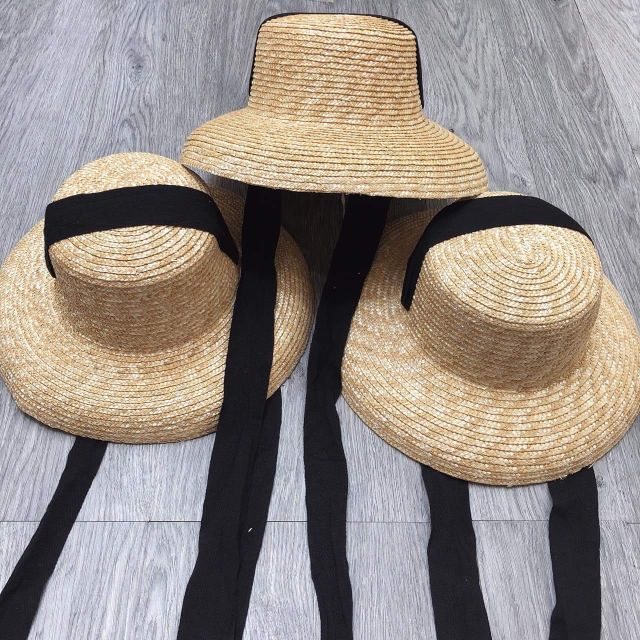 Mũ cói lồng đèn đầu vuông nơ dây dây buôc siêu xinh