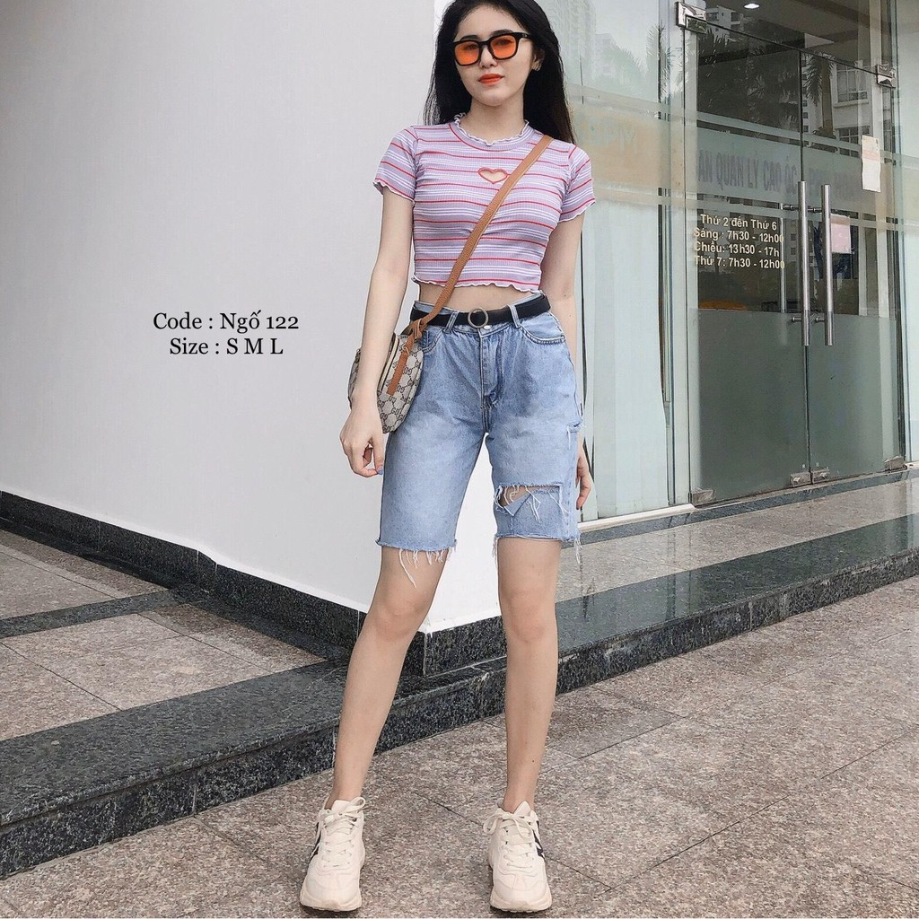 Quần short jean nữ lưng cao King168 , quần short nữ cao cấp THU88