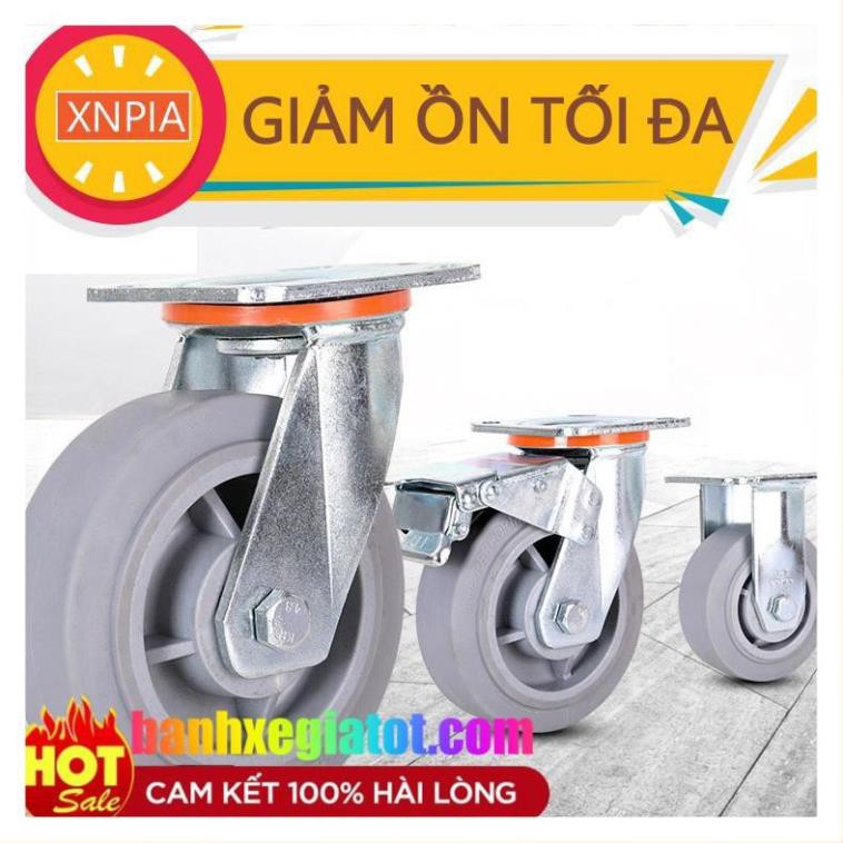 Bánh xe đẩy hàng Cao su - Giảm ồn tối đa - bánh xe đẩy hàng bệnh viện  150mm