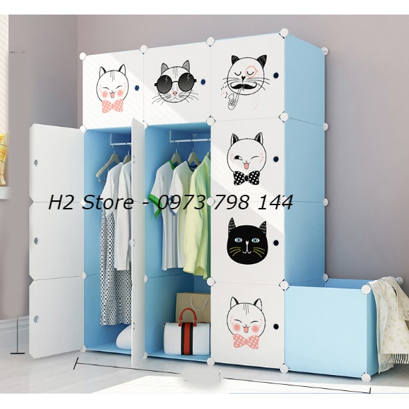 [SIÊU HOT] TỦ NHỰA LẮP GHÉP 12 Ô + 1 Ô CẠNH ĐỂ ĐỒ CHO BÉ ĐA NĂNG THÔNG MINH sâu 47cm