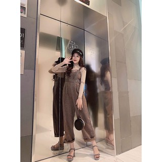 Set quần yếm dạ áo len cổ 3p hàng QC