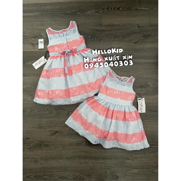 V48 - Váy ren kẻ xanh hồng pippa
