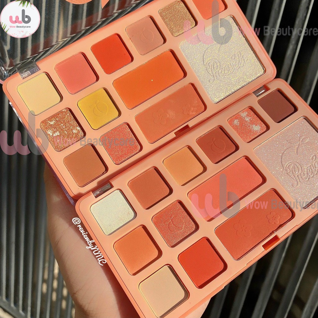 Bảng phấn mắt Kiss Beauty Makeup 13 ô đa năng Multiple My Sweet Peach gồm 2 Tone màu, dạng hộp giấy gọn nhẹ.