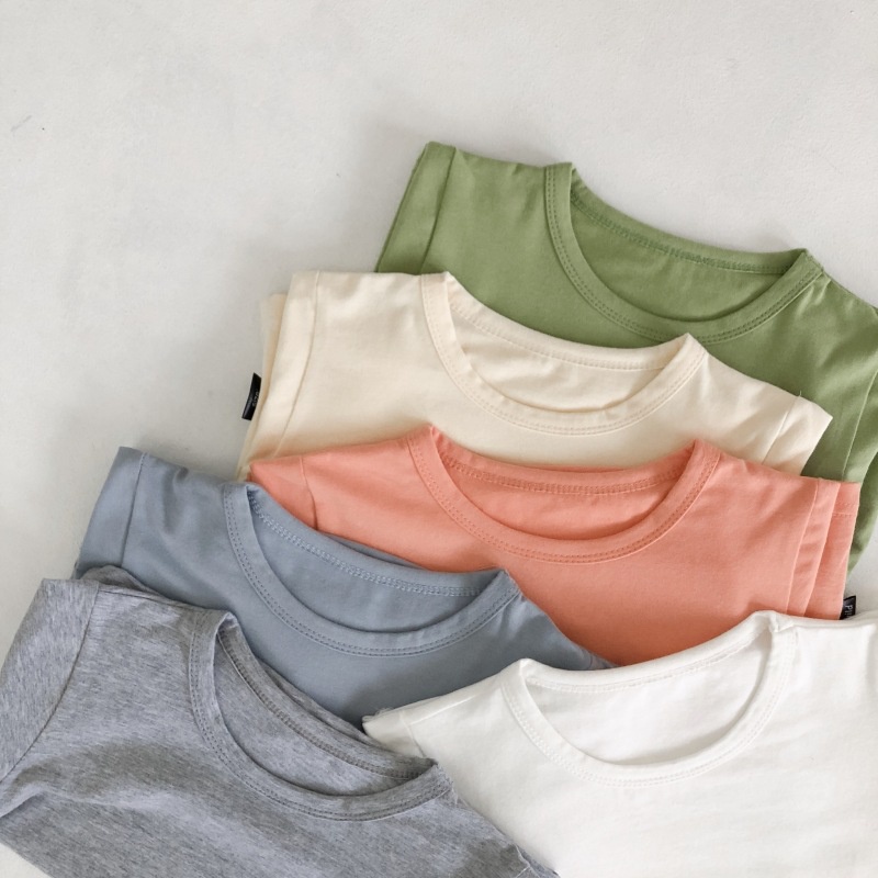 Áo thun trơn cổ tròn cho bé trai và bé gái | Shini Store