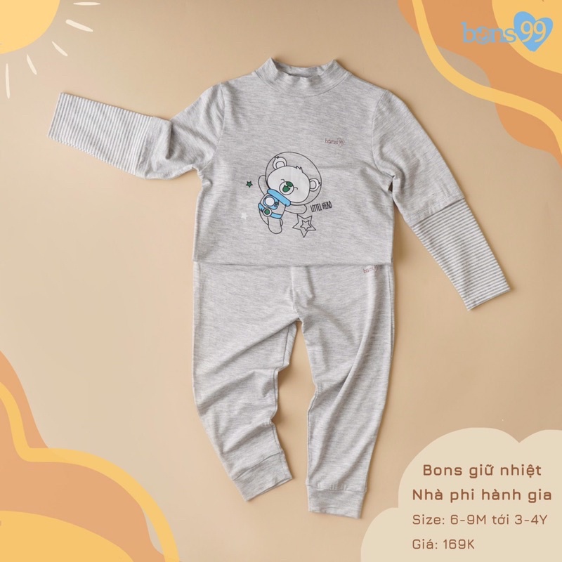 Bons99 Bộ dài tay chất liệu petit viền size 6-4y