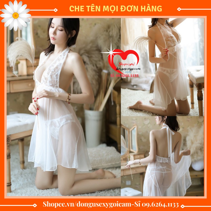 Váy Ngủ 2 Dây Sexy Nữ Dễ Thương Gợi Cảm Xuyên Thấu Kèm Quần Lót Lọt Khe Sexy Màu Trắng Bigsize Giá Rẻ | BigBuy360 - bigbuy360.vn