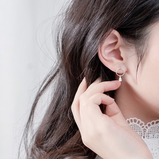 Bông tai có khuyên tròn rớt hạt dễ thương