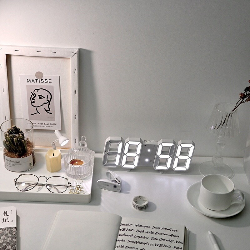 Đồng hồ LED thông minh Smart Clock, đồng hồ 3D trang trí Vintage Decor phòng ngủ kiểu Hàn Quốc