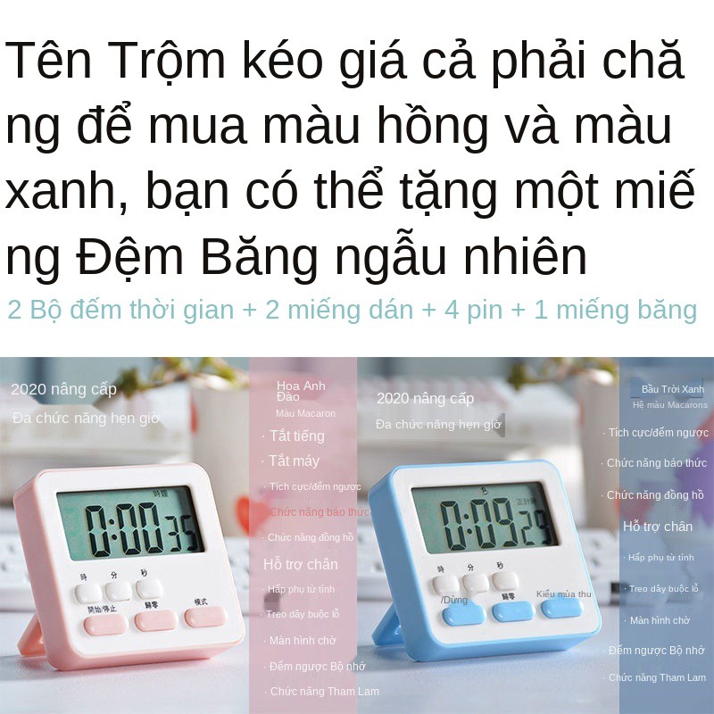 bộ hẹn giờ trong bếp nhắc nhở học sinh đếm ngược đồng hồ điện tử bấm dễ thương Pomodoro