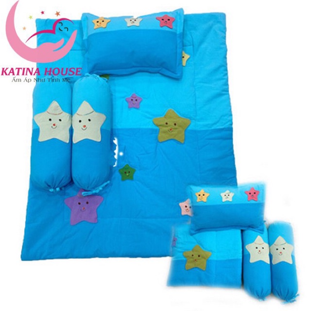 Gối mền cho bé vải Cotton mềm mát, thấm hút tốt, họa tiết đắp hình sao dễ thương, phù hợp cho bé dưới 2 tuổi