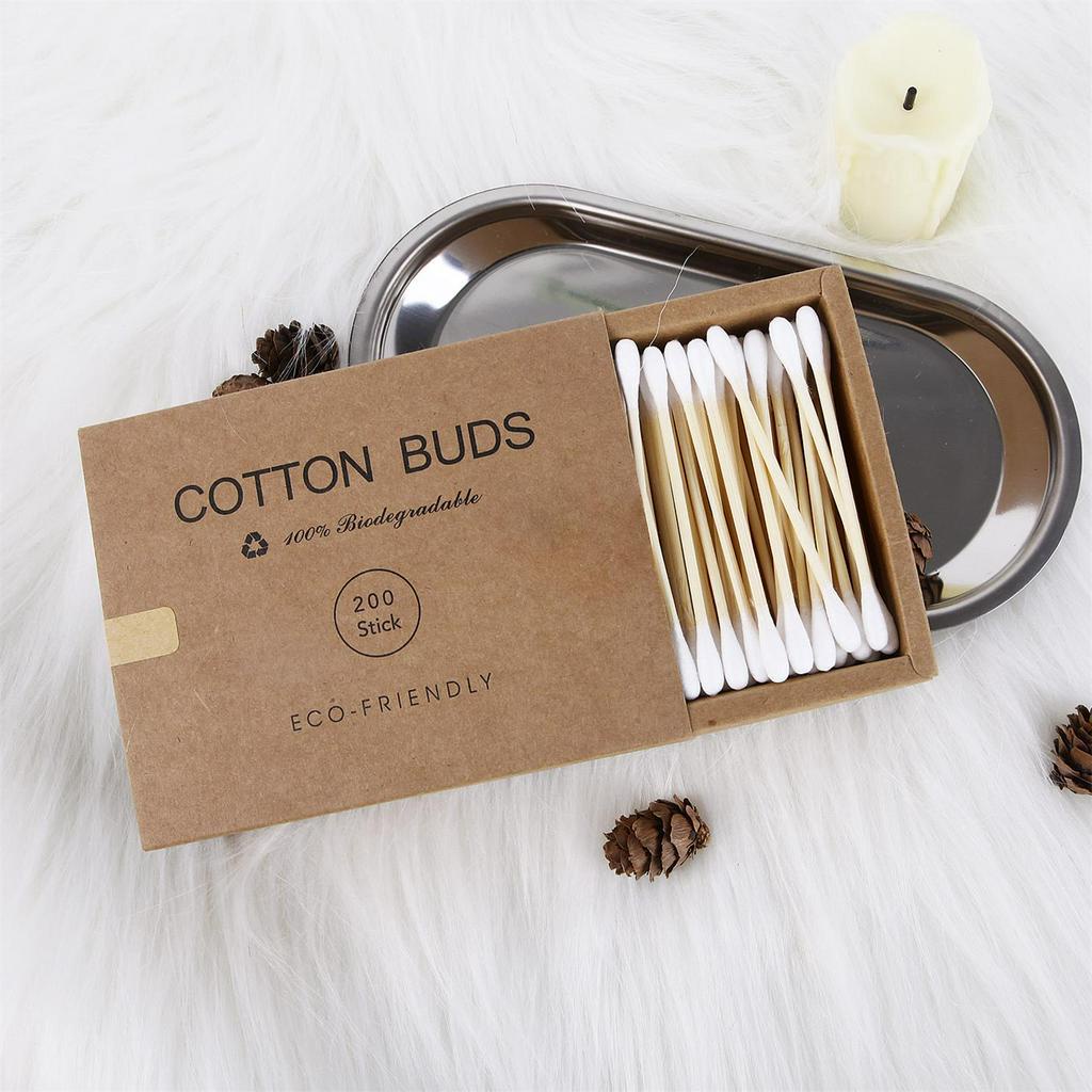 [Hàng mới về] Bộ 100/ 200 tăm bông cotton tre dùng một lần đa năng tiện lợi