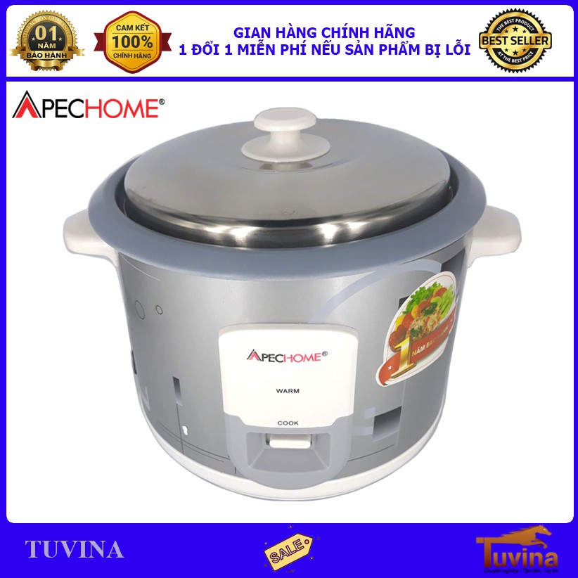 [Mã 159ELSALE hoàn 7% đơn 300K] XẢ KHO - Nồi Cơm Điện 1.8 Lít Chống Dính Nắp Rời Apechome APH-222RS (Bảo hành 12 tháng)