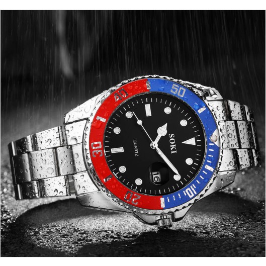 ĐỒNG HỒ NAM DÂY KIM LOẠI SOKI D268 CÓ LỊCH PHONG CÁCH DOANH NHÂN | BigBuy360 - bigbuy360.vn