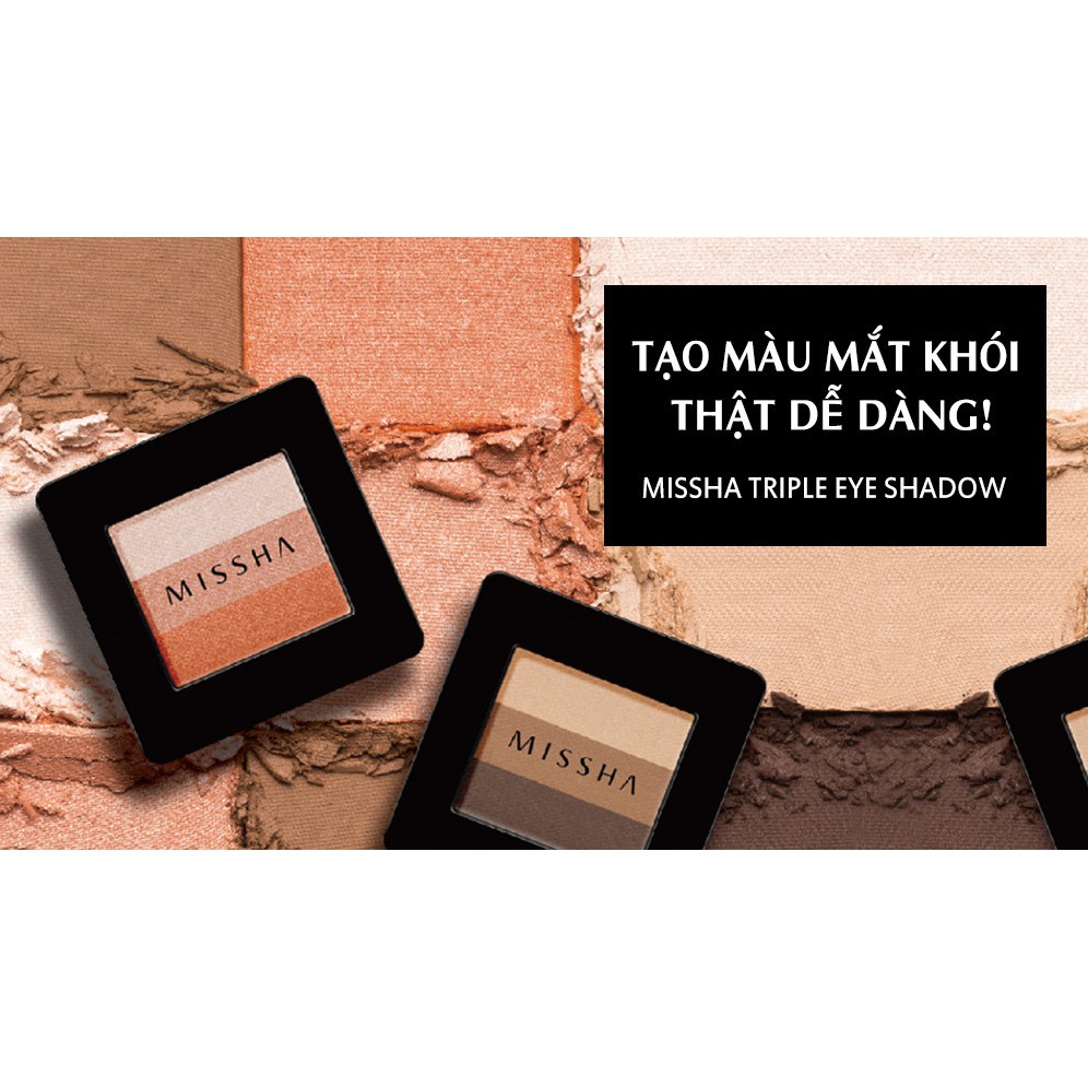 ( THANH LÝ XẢ KHO) Phấn mắt 3 Màu Missha Triple Shadow 2g( 3/2022)
