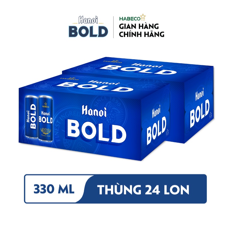 HỎA TỐC HÀ NỘI - COMBO 2 Thùng 24 lon Bia Hanoi BOLD –  HABECO (330ml/lon)