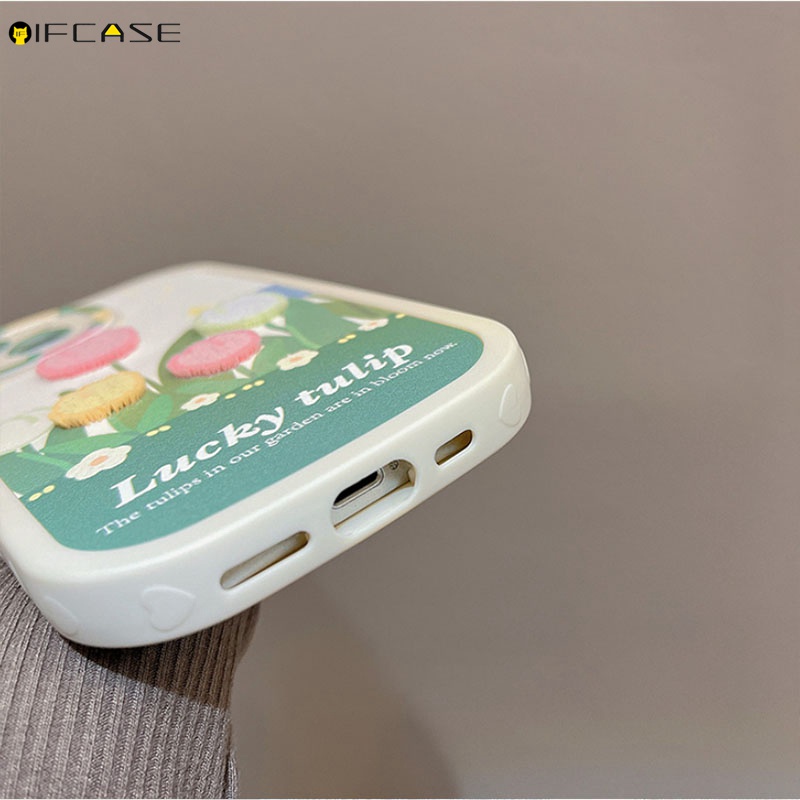 Ốp Điện Thoại Da Thêu Hình Hoa Tulip Cho iPhone 14 Plus 14 13 12 11 Pro Max XS Max XR X