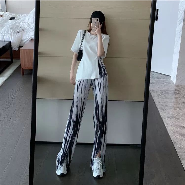 Áo thun IELGY tay ngắn dáng suông xẻ tà tùy chọn màu sắc dễ phối đồ thời trang hè cho nữ