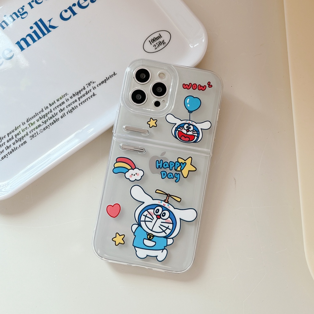Ốp Điện Thoại Silicon TPU Mềm Trong Suốt Hình Doraemon 3D Cho iPhone 13 12 11 Pro Max XS Max XR