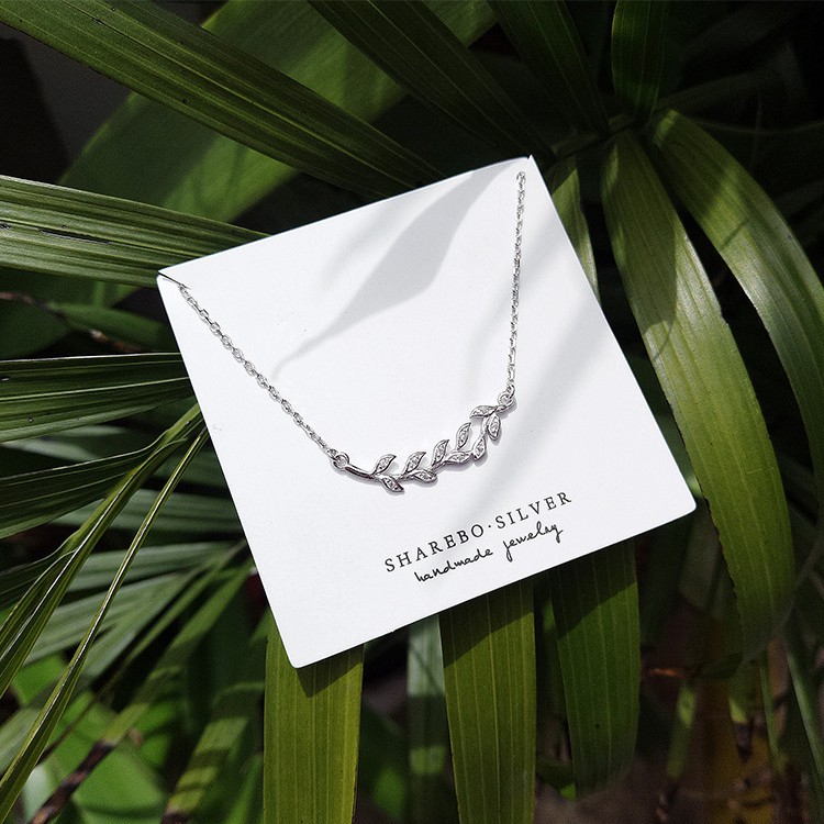 Vòng cổ bạc 925 mặt hình cành cây olive B20