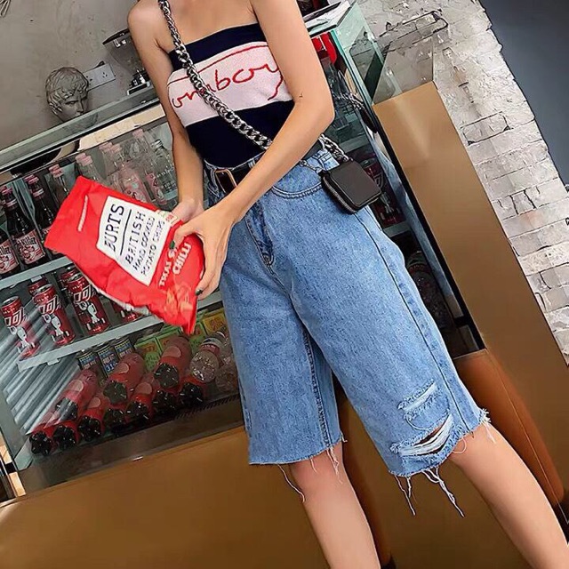 Quần Ngố BIG SIZE- LƯNG CAO - PHOM EO TO - Rách không co giãn