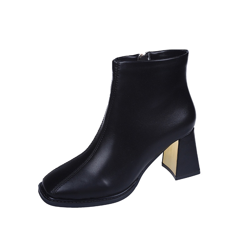 Giày bốt martin IELGY cao gót mũi vuông phối khóa kéo bên hông thời trang dành cho bạn gái