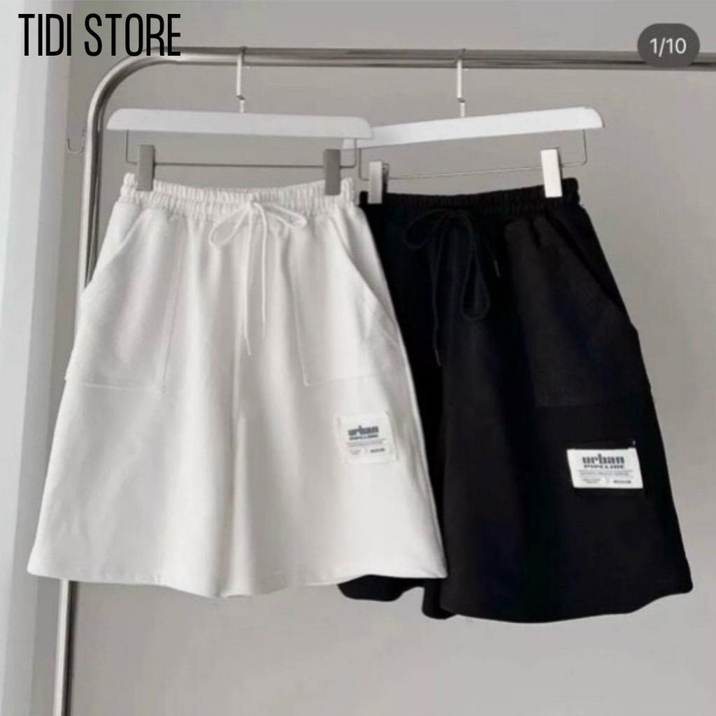 Quần đùi nỉ ống rộng nam nữ unisex thoáng mát mặc nhà TQN01