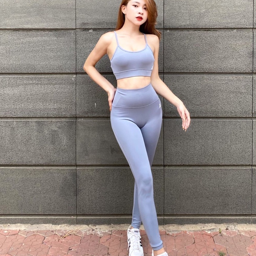 Set đồ tập gym nữ Fitme áo bra 2 dây Theta, quần legging dài chất liệu thun co giãn 4 chiều