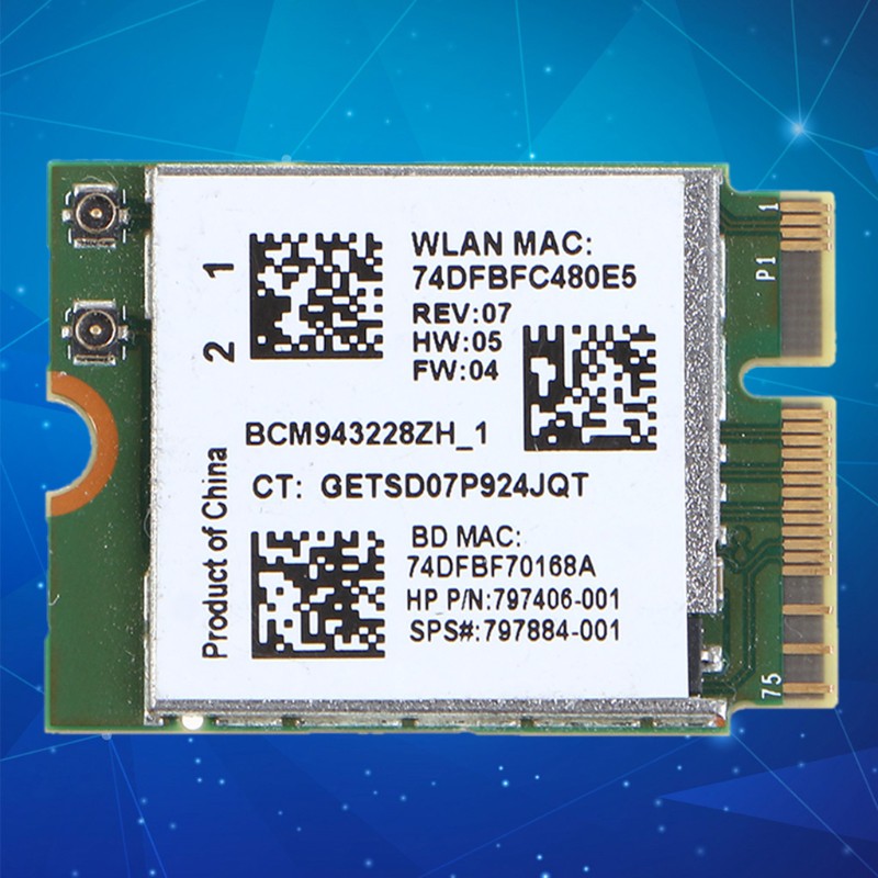 btsg BCM943228Z 300Mbps WIFI 802.11a/b/g/n Bluetooth Wireless Card Dual Band 2.4GHz/5GHz Mini M.2 Card Adapter