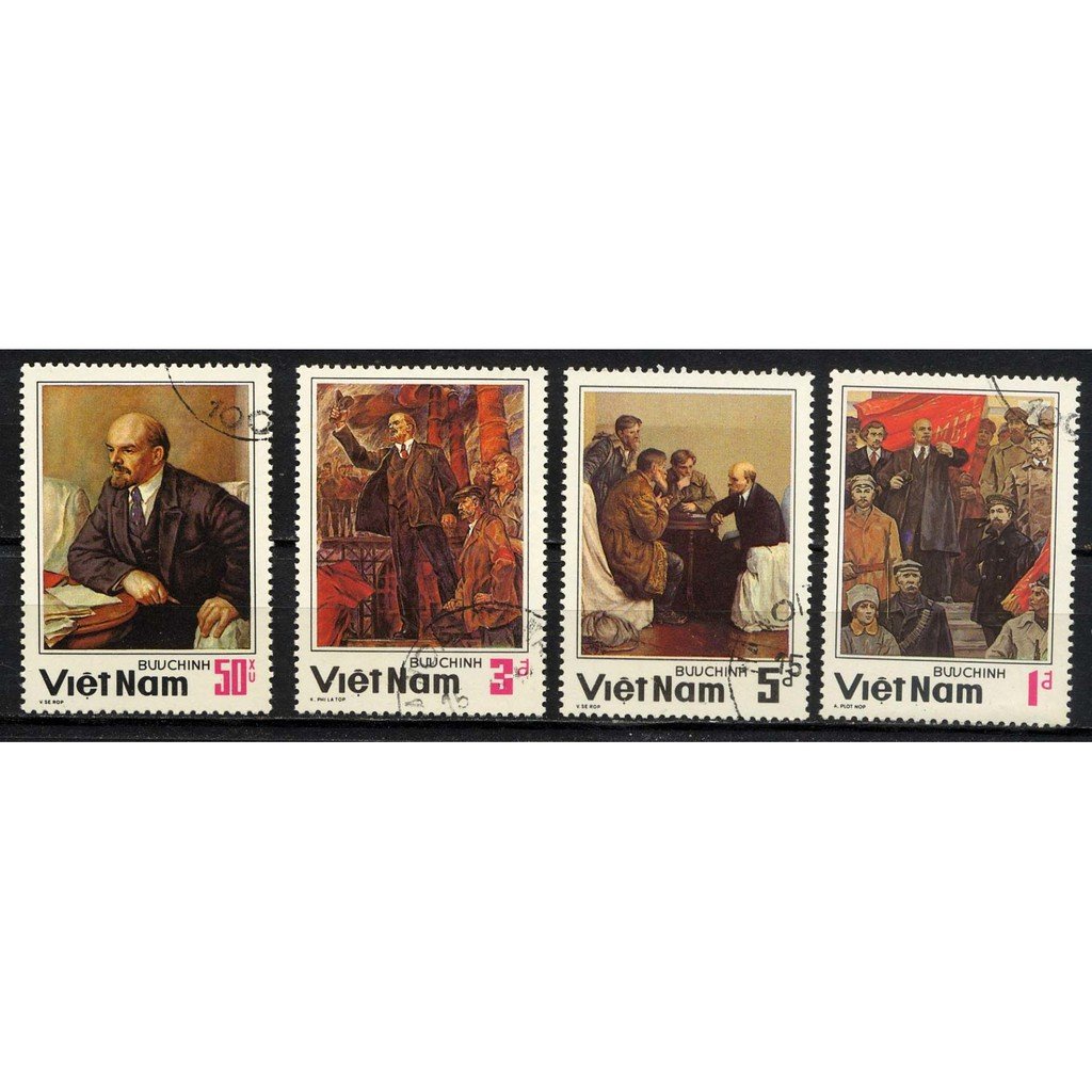 Tem sưu tập mã 454 Tem CTO và sống Việt Nam Kỷ niệm 60 năm ngày mất V.I. Lenin 1984 ( 4 tem )
