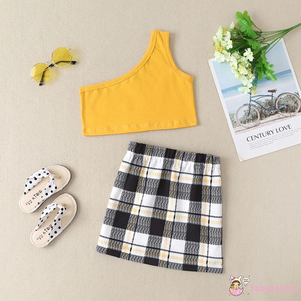 Bộ Áo + Chân Váy Chữ A Màu Trơn Thời Trang Cho Bé Gái