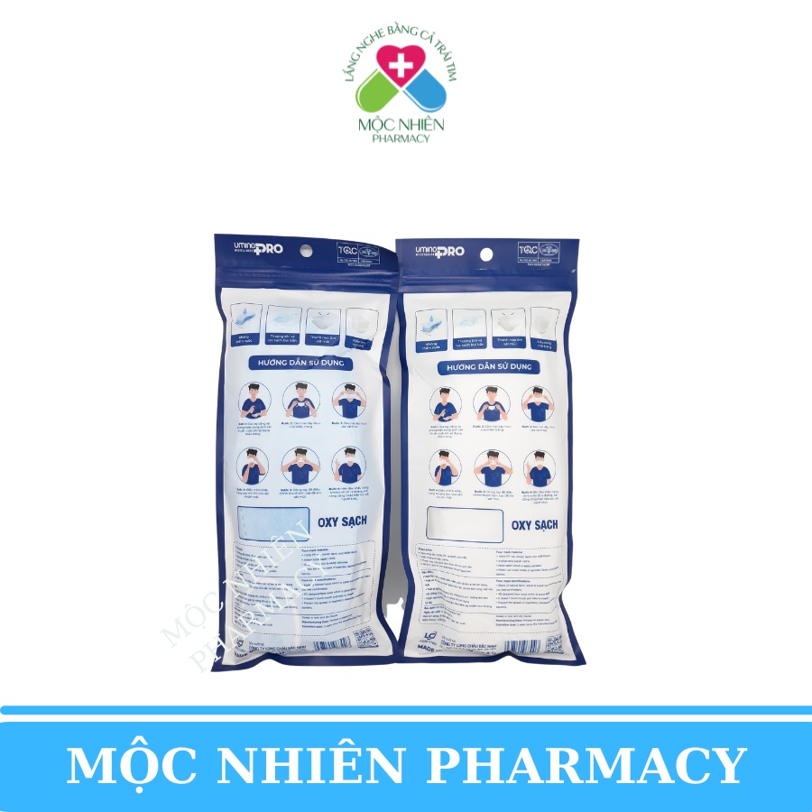 Khẩu Trang, Khẩu Trang UMI 94, Khẩu Trang Y Tế 4 Lớp, Chống Bụi Mịn, Kháng Khuẩn, Túi 10 Chiếc, Mộc Nhiên Pharmacy