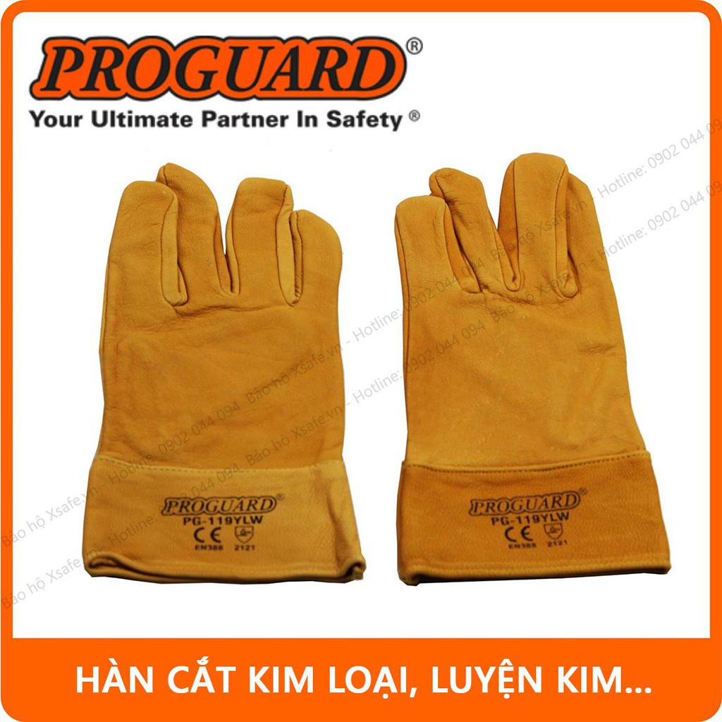 Găng tay hàn Proguard PG119YLW Bao tay hàn da dê chất lượng cao, chống cháy, chịu nhiệt, tia lửa văng bắn