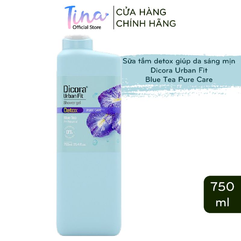 Sữa Tắm Dưỡng Da Dicora Urban Fit Detox Pure Care Blue Tea Giúp Da Láng Mịn 750ml - TN043