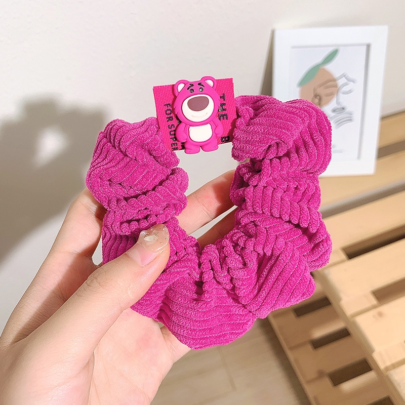 Dây Cột Tóc Cao Su Co Giãn Hình Gấu Và Dâu Tây Dễ Thương Phong Cách Hàn Quốc Cho Nữ