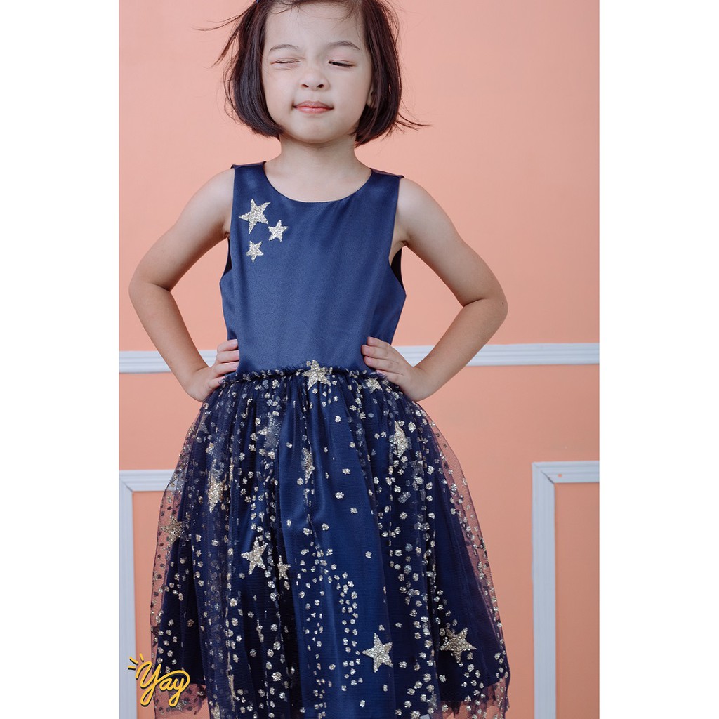 Váy Lụa Xanh Sao Kim Tuyến Cánh Tiên - Yay