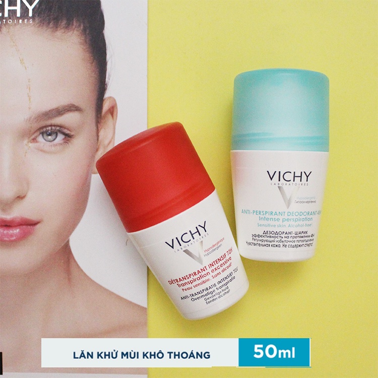 [NHẬP KHẨU-TEM PHỤ] Lăn Khử Mùi VICHY Ngăn Mồ Hôi, Giữ Khô Thoáng DÉODORANT 50ML