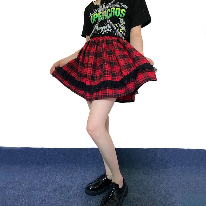 Xixi Chân Váy Chữ A Lưng Cao Phối Ren Thời Trang