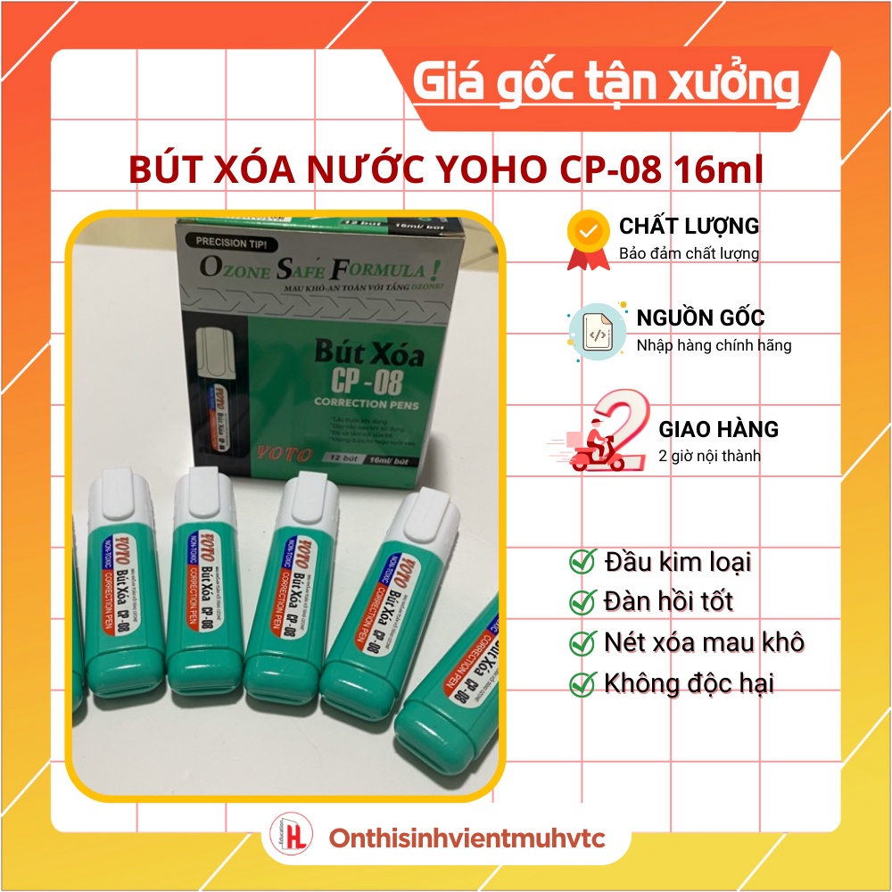 Bút xóa nước THIÊN LONG CP02 CP05,  YOHO CP08 - Chính hãng, Mau khô, che phủ tốt, an toàn với sức khỏe