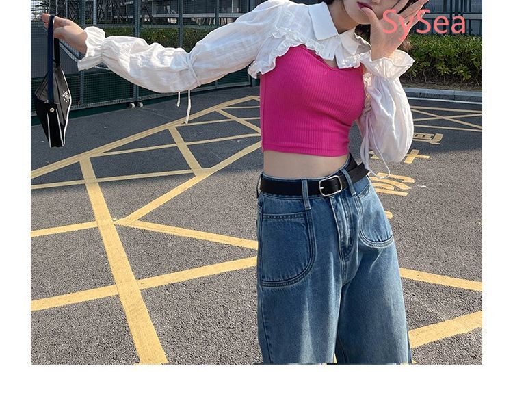 Bộ Áo Sơ Mi Dài Tay + Áo Camisole Xinh Xắn Dành Cho Nữ