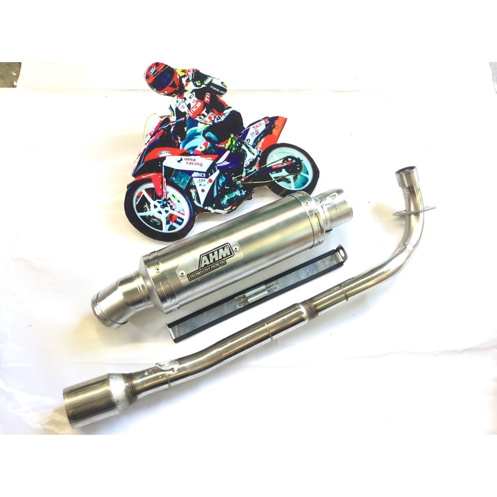Bộ pô ahm TRẮNG full cổ INOX THẲNG WAVE, SI, CUP, DREAM, EXCITER, WINER, SONIC, RAIDER FI, SATRIA, GSX