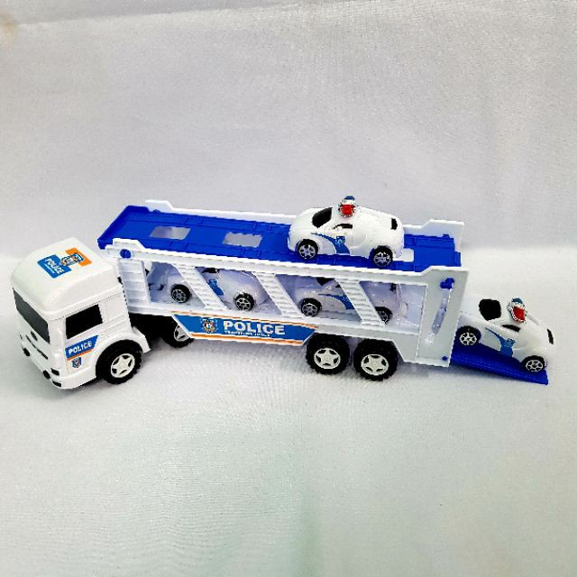 Đồ chơi xe tải đầu kéo 2 tầng chở 4 xe con