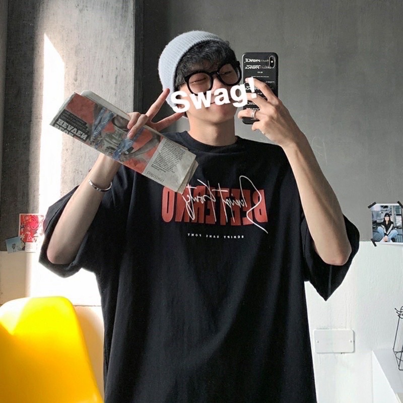 Áo phông tay lỡ form rộng unisex cổ tròn ucover form dấu quần